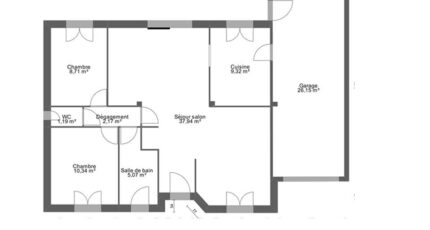 AVANT PROJET LUCEAU - 70 m² - 2 chambres  - Maine Construction