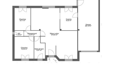 AVANT PROJET LUCEAU - 70 m² - 2 chambres  - Maine Construction