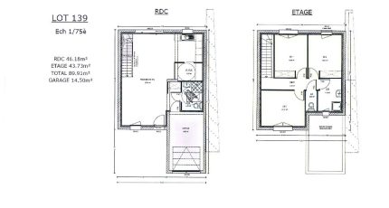 AVANT PROJET ZAC CARTOUCHERIE LE MANS Lot 139 - 90m² - 3 CHAMBRES  - Maine Construction