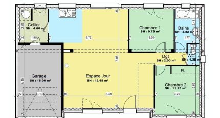 AVANT PROJET VIBRAYE - 76 m² - 2 ch CA  - Maine Construction