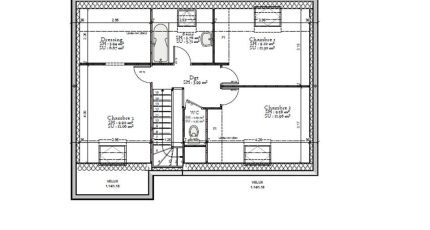 AVANT PROJET SARGE - Etage - 91 m² - 3 ch  - Maine Construction