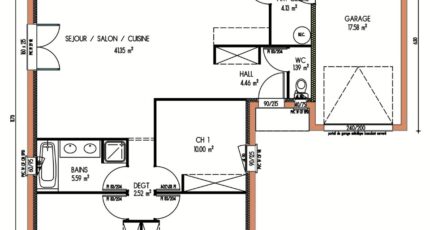 Avant-projet CHEMIRE LE GAUDIN - 89 m2 - 3 Chambres  - Maine Construction