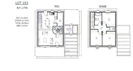 AVANT PROJET ZAC CARTOUCHERIE LE MANS - lot 103 - 85M² - 3 CHAMBRES  - Maine Construction