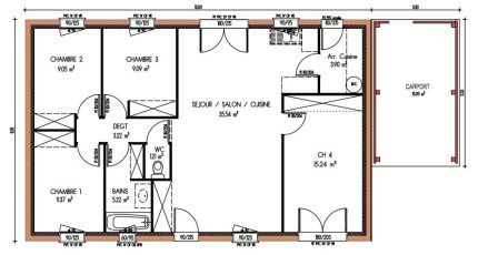 Avant-projet GUECELARD - 91 m2 - 4 Chambres  - Maine Construction