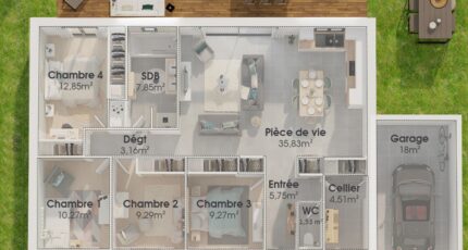 Plain-pied GA 4 ch Design  - Maine Construction